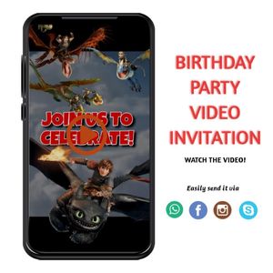 How to train your dragon Video Invitation Digital Template Customizable Instant Download