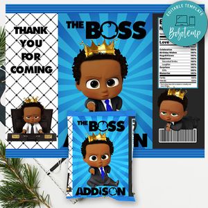 Customizable Baby Boss America African Favor Bag Digital File Template Template Instant Download