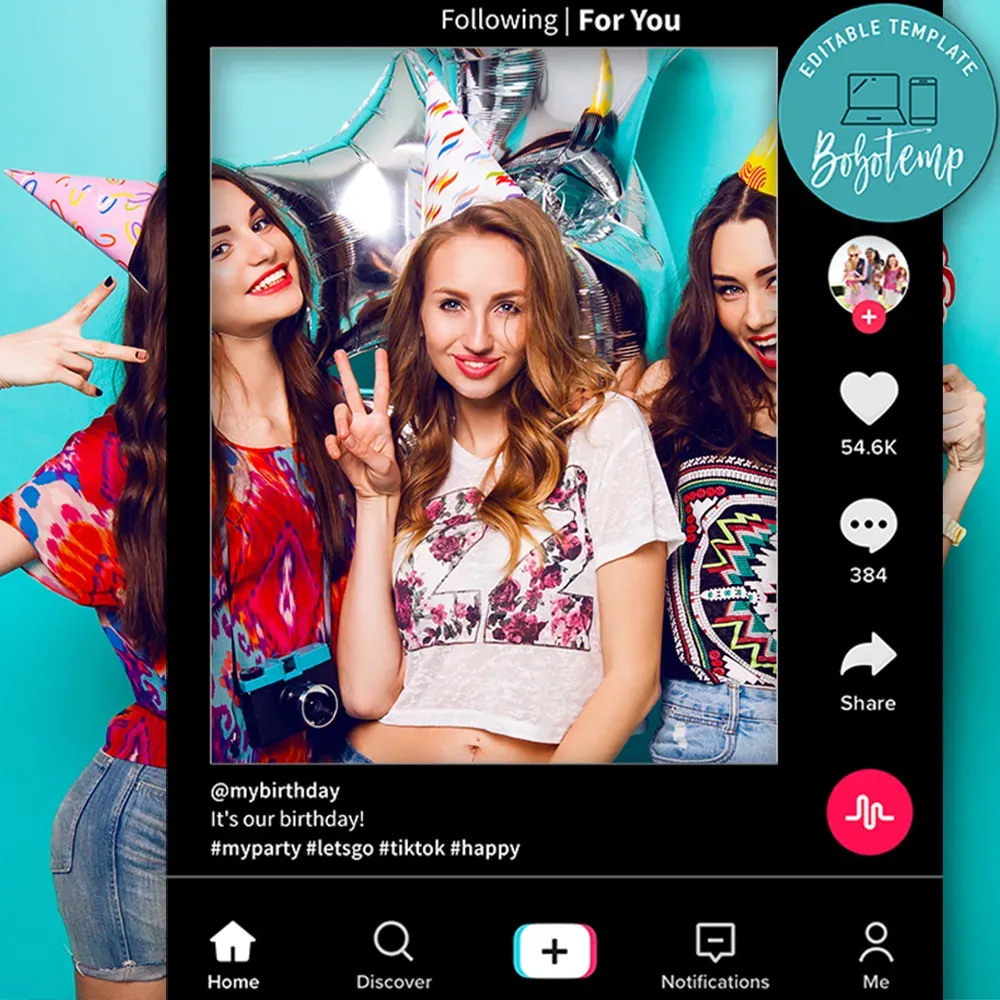 Printable Tik Tok Party Photo Booth Frame Instant Download Bobotemp