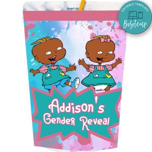 Phil and Lil African American Gender Reveal Capri Sun Labels Printable Instant Download