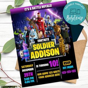 Gamer Marvel Birthday Flyer Printable Instant Download