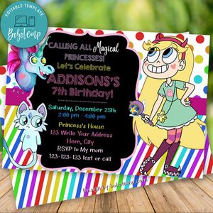 Editable Star vs The Forces of Evil Party Invite