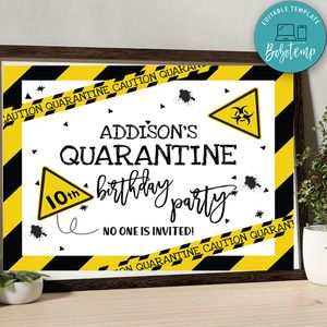 Printable Quarantine Birthday Sign Instant Download