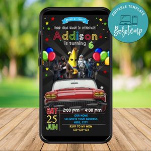Mobile Gamer Drive By Birthday Parade Electronic Invite Invitation Template Instant Download