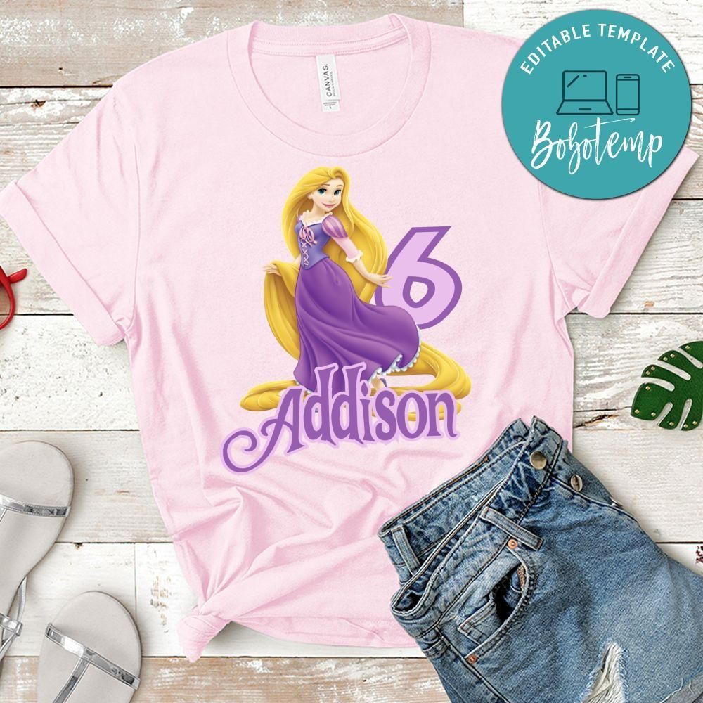 Custom Princess Rapunzel Birthday Shirt for Girl