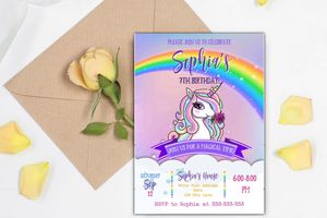 Unicorn Birthday Invitation Editable Printable