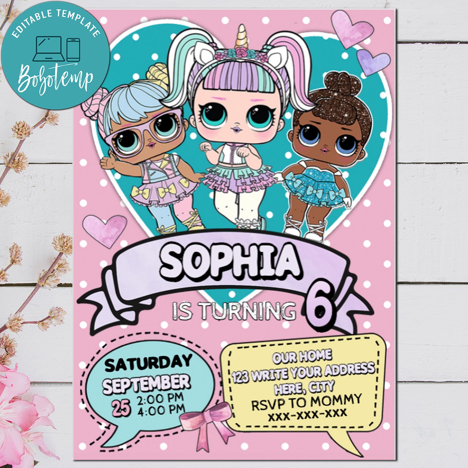 LOL Surprise Dolls Birthday Invitation Printable | Bobotemp