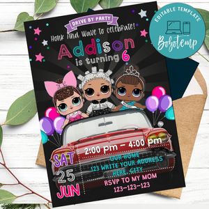 Lol Dolls Drive By Birthday Parade Invitation Printable Instant Download