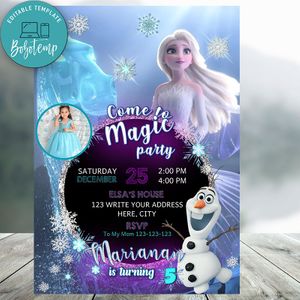 Editable Frozen 2 Elsa Birthday Invitation With Photo Instant Download