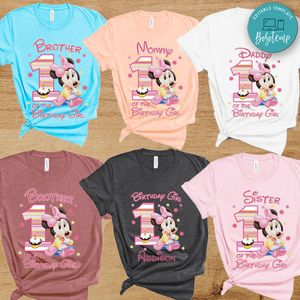 Baby Minnie Mouse Birthday Family Matching Party Shirts