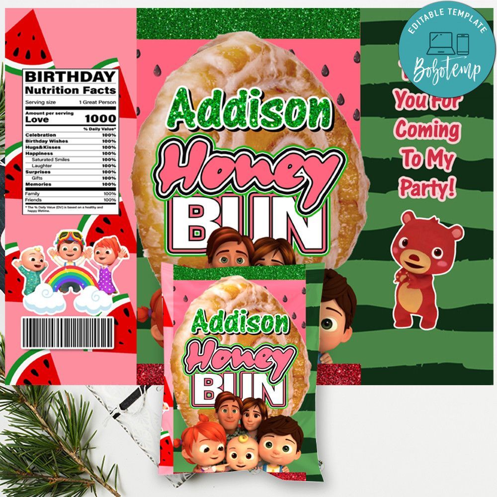 Honey Bun Warpper Template Customizable DIY Bobotemp