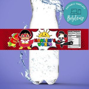 Ryan's World Water Bottle Label Template to Print at Home Instant Download