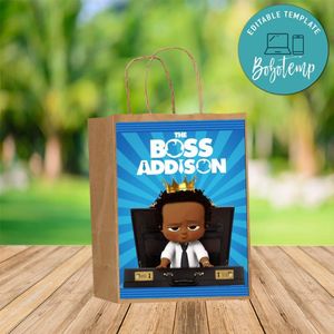 Custom African American Baby Boss Gift bag Label to print at home Instant Download