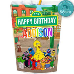 Sesame Street Capri Sun Birthday Labels Digital File Printable Instant Download