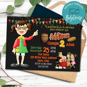 Chilindrina El Chavo Del Ocho Invitation Template to Print at Home Instant Download