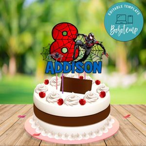 Spider-Man Into The Spider-Verse Birthday Cake Topper Template Printable Instant Download