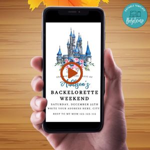 Disney Bachelorette Party Invitation Video Digital Template Customizable Instant Download