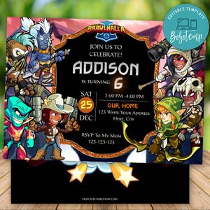 Editable Brawlhalla Video Game Birthday Invitation Instant Download