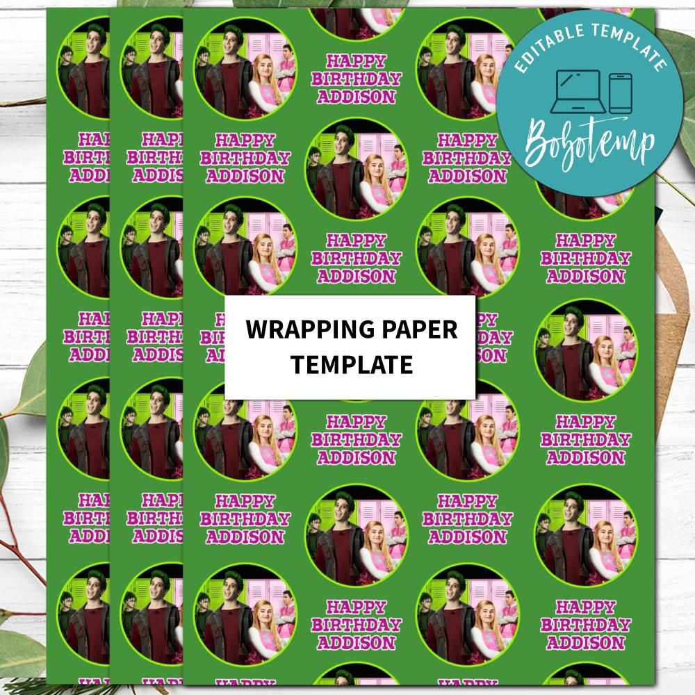 Disney Zombies 2 Gift Wrap Template to Print at Home DIY