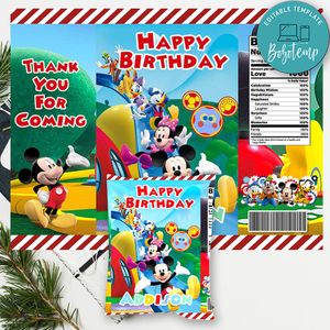 Mickey Mouse Clubhouse Birthday Chip Bag Digital File Printable Instant Download