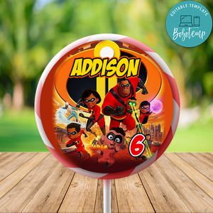 African American Incredibles Large Lollipop Labels Digital File Printable Instant Download