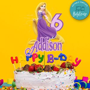 Printable Rapunzel Princess Birthday Cake Topper Template Instant Download