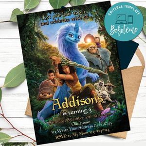 Raya and the Last Dragon Invitation Template to Print at Home Instant Download