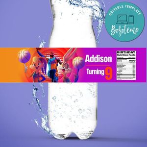 Space Jam 2 Water Bottle Label Template to Print at Home Instant Download
