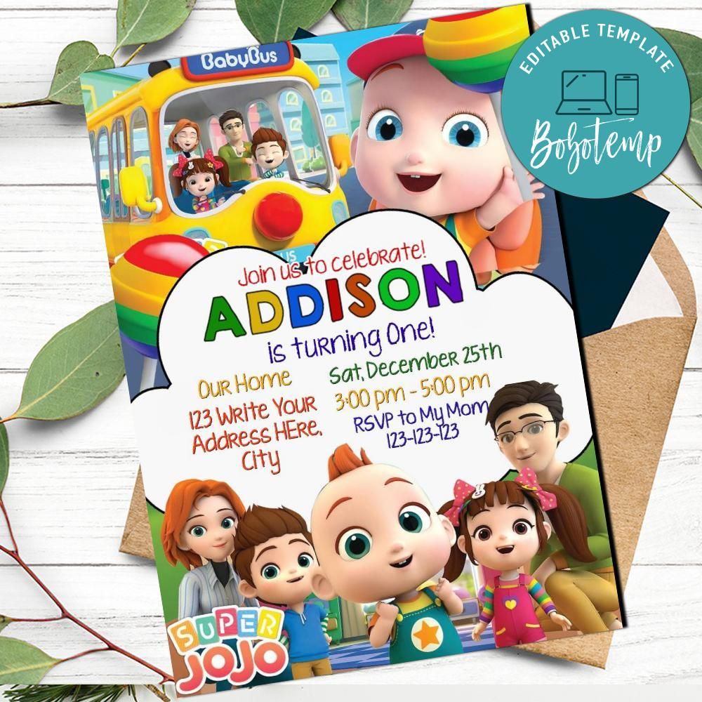Super JoJo Invitation Template to Print at Home | Bobotemp