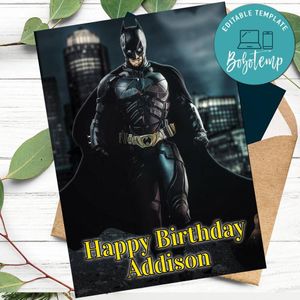 Batman Birthday Card for Your kids to Print at Home Instant Download