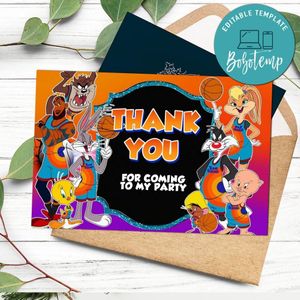 Space Jam 2 Thank you card Template to Print at Home Instant Download