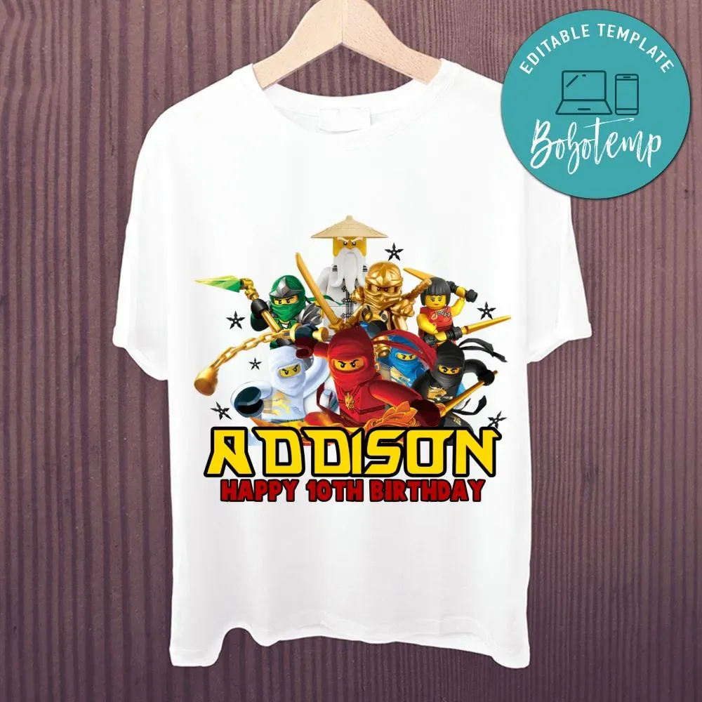 Ninjago Happy Birthday Shirt Png File Instant Download Bobotemp