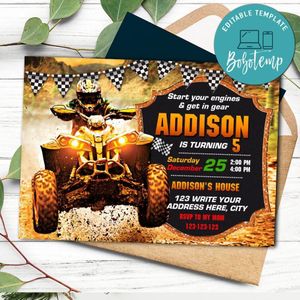 Four Wheeler Birthday Flyer Customizable Template Instant Download