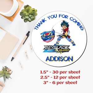 Customized Beyblade Printed Happy Birthday Sticker Sheets