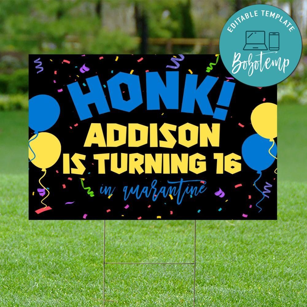 HONK! Sweet Sixteen Birthday Yard Sign for Boy Createpartylabels