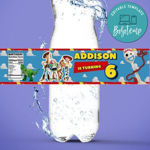 Toy Story Birthday Water Bottle Label Template to Print at Home Instant Download