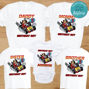 Custom Roadster racer Mickey Mouse Birthday Party PNG file template for your family