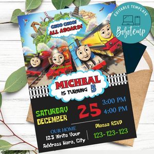 Thomas and friends Invitation Customizable Template Instant Download