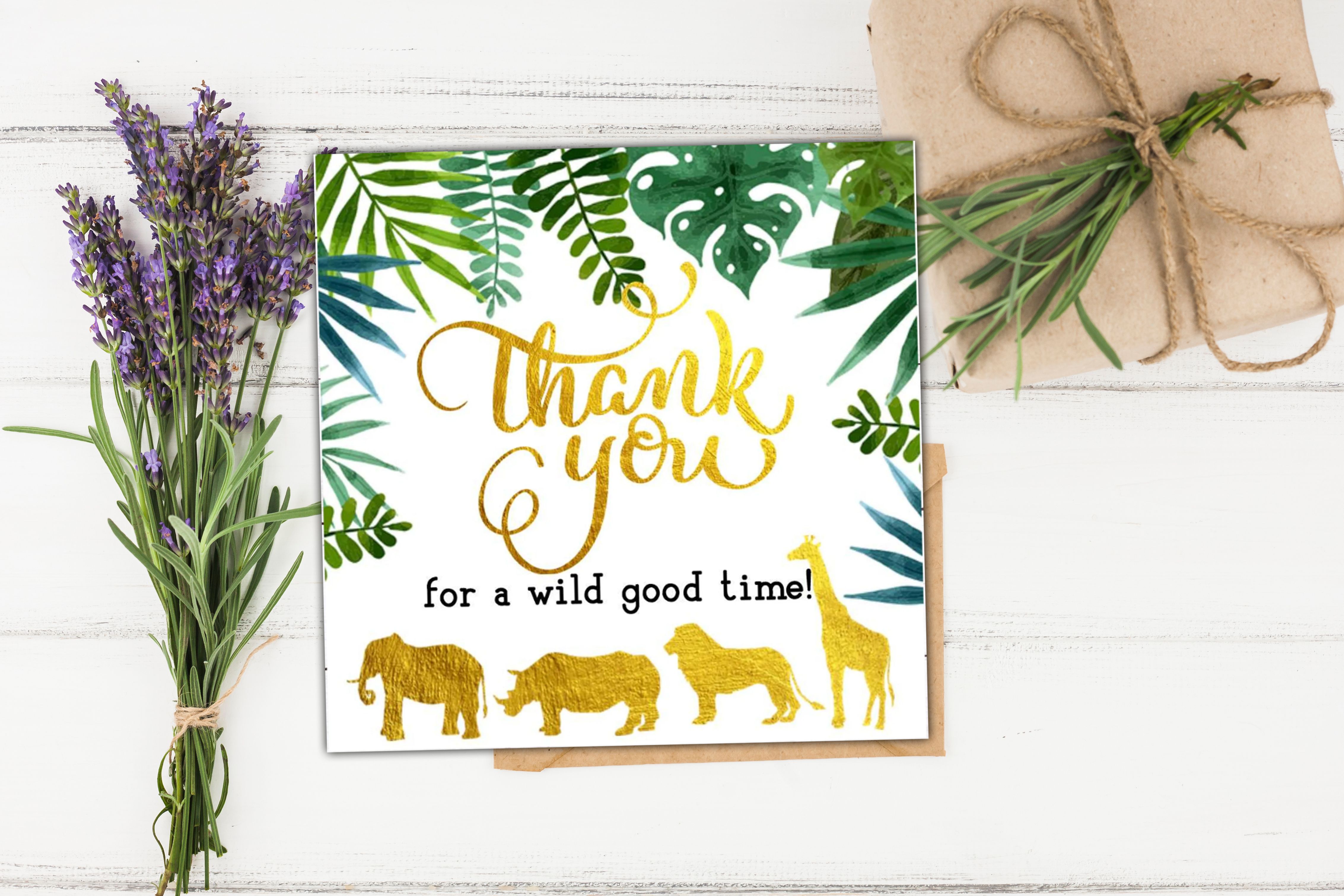 Printable Gold Jungle Gift Bag Labels Instant Download | Bobotemp
