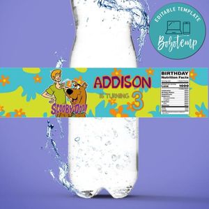 Scooby Doo Water Bottle Label Template to Print at Home Instant Download