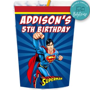 Superman Capri Sun Labels Digital File Printable Instant Download