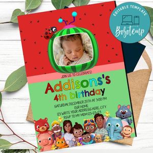 African Cocomelon Birthday Flyer with Photo Template to print at home Instant Download