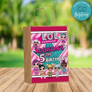 Custom Lol Surprise Dolls Gift bag Label to print at home Instant Download