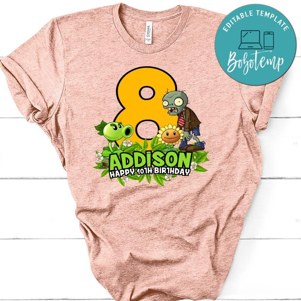Custom Plants vs Zombies Birthday Shirt for Kid