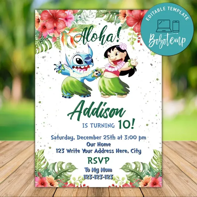 Free Printable Lilo And Stitch Birthday Invitations FREE PRINTABLE 