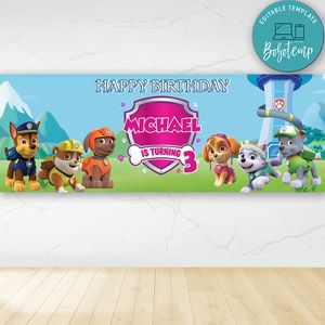 Girl Paw Patrol Birthday Banner Printable Instant Download