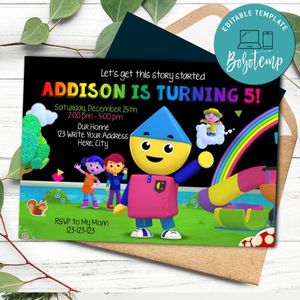Charlies Colorforms city Birthday Flyer Template to print at home Instant Download
