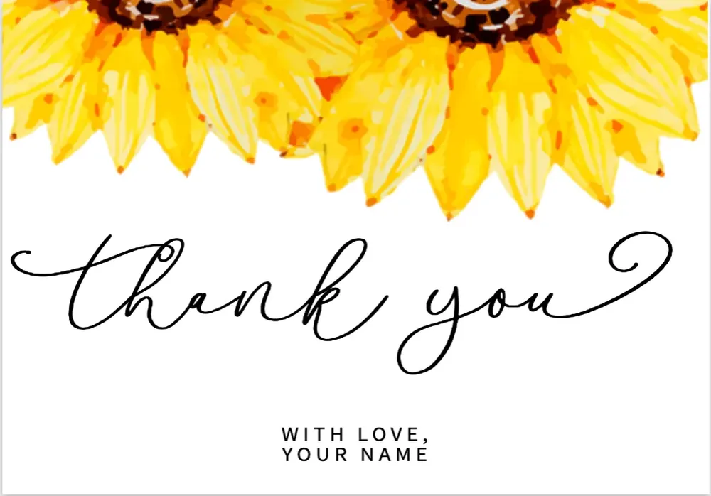 Sunflower Wedding Thank You Card Diy Bobotemp