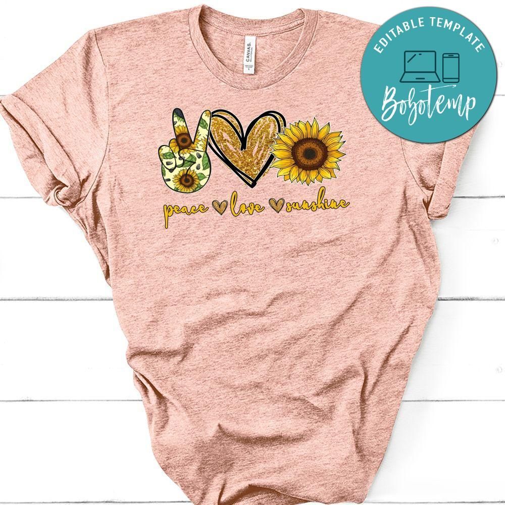 Peace love Sunshine Cute Gift PNG file template