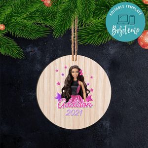 Black Barbie Christmas Wood Ornament Gift